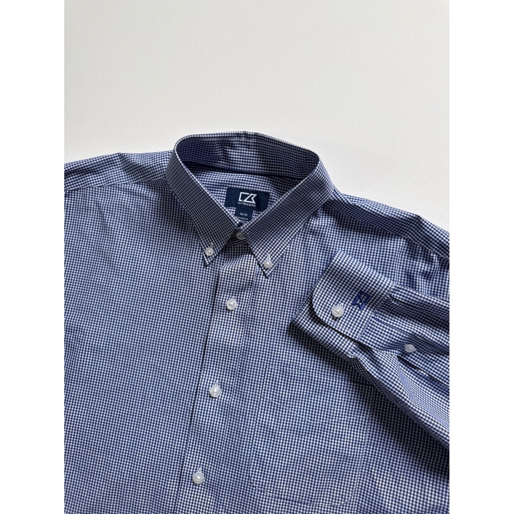 Cutter & Buck Mens Blue Gingham Button Down Shirt Long Sleeve Size M MCW01870